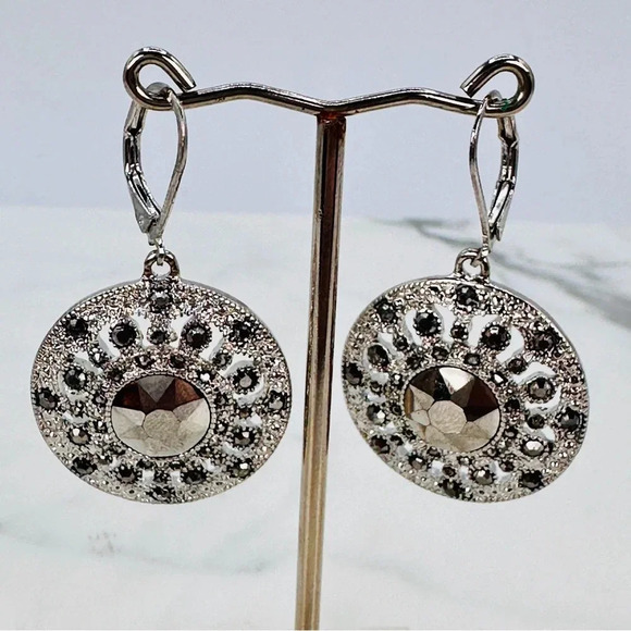 Marcasite Medallion Necklace and New Earrings Silver-tone Round Circle B… - Picture 6 of 11